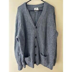Old Navy Blue Long Sleeve Thick Knit Grandpa Cardigan Sweater XXXL Tall Academia